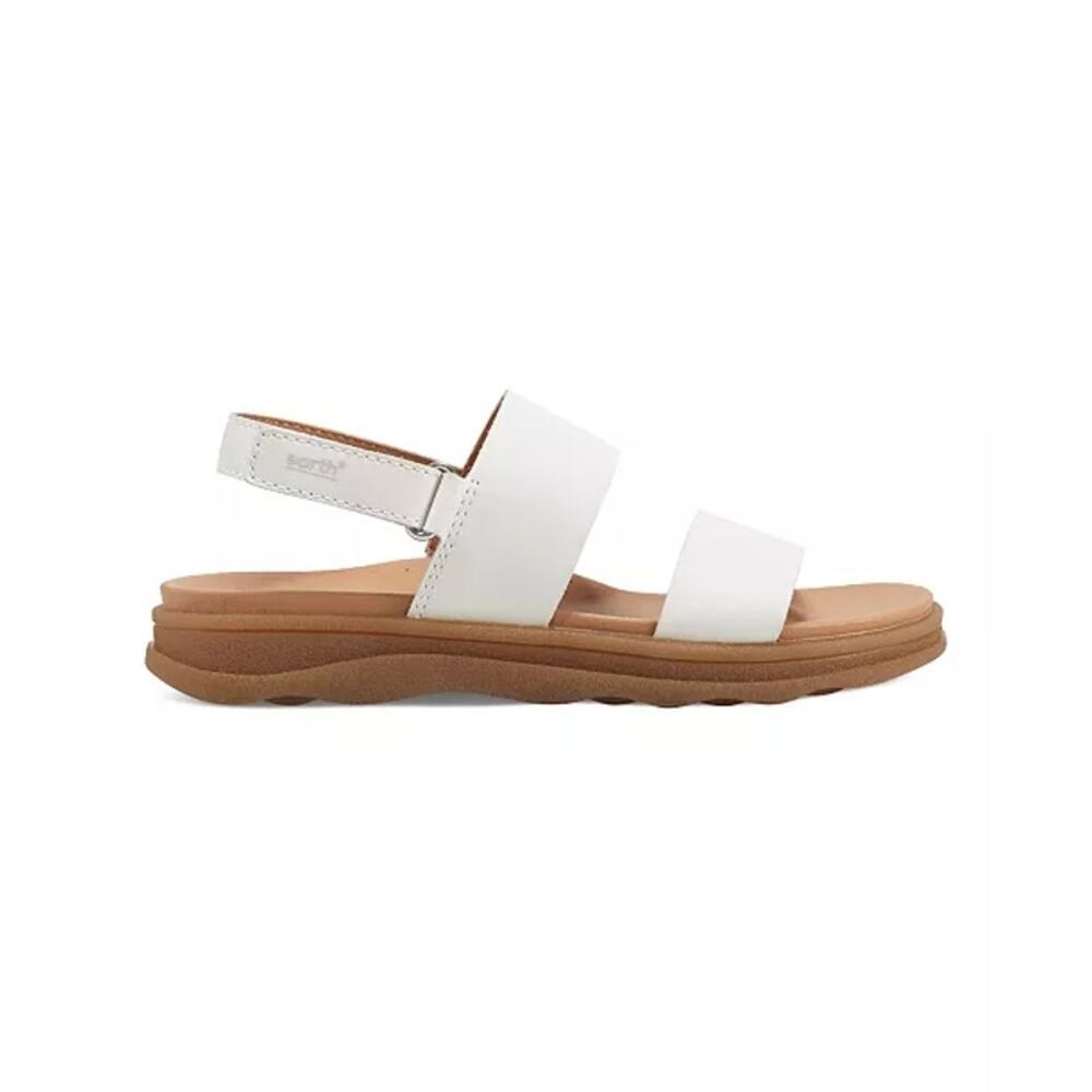 Earth Leah Round Toe Strappy Casual Flat Sandals white leather sz 7.5 new SH146 - Picture 2 of 8
